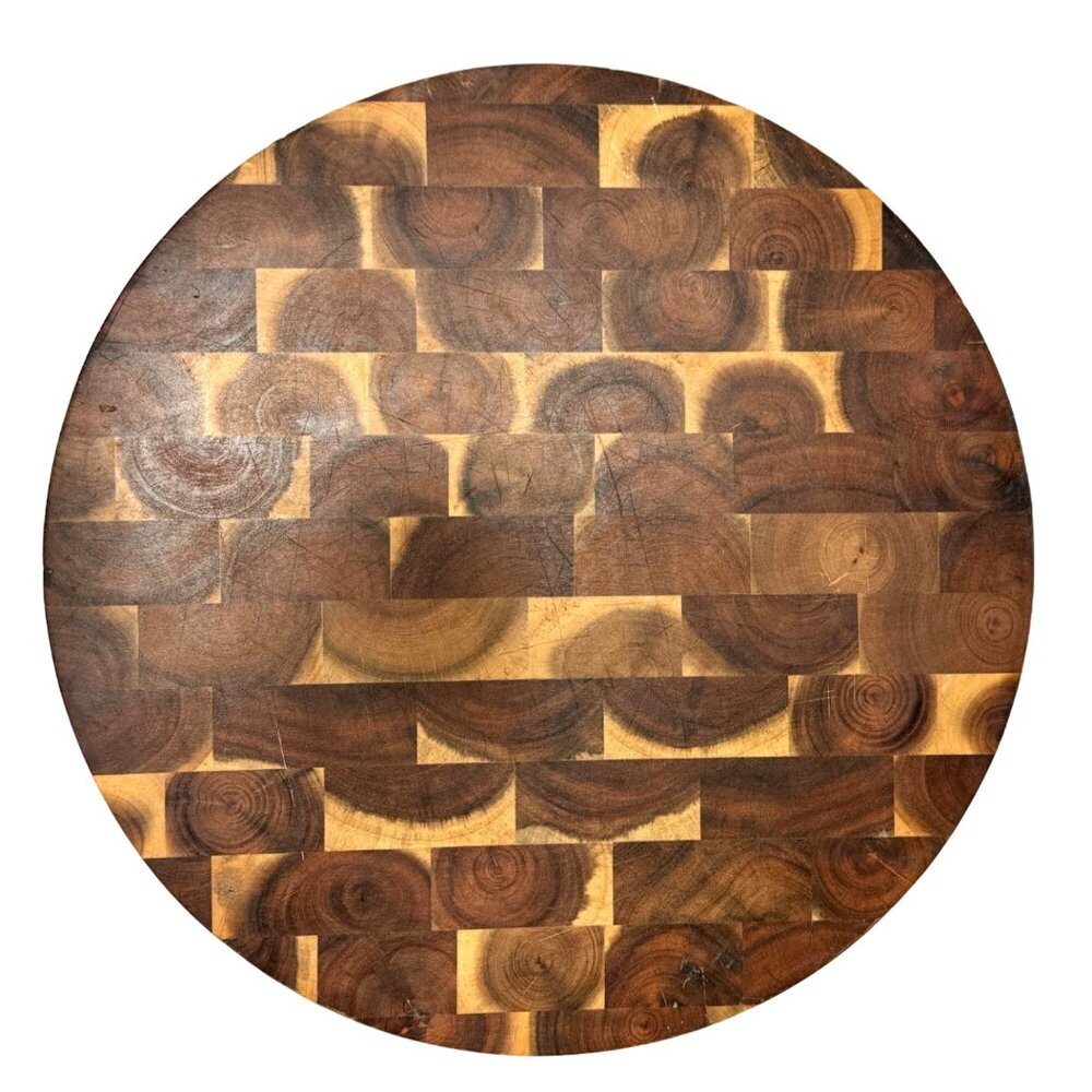Artisan solid wood cutting board 14 inches diameter
